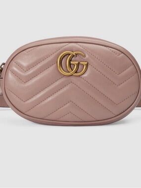 Gucci blush pink GG Marmont Chevron Leather Belt Bag